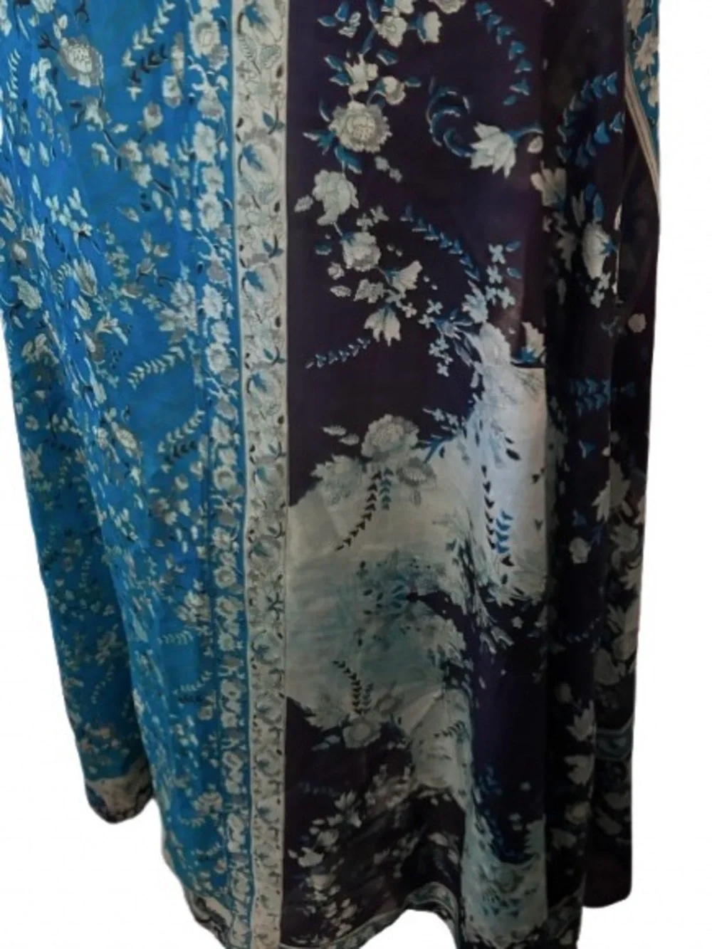 Lovely Large 100% Silk Floral Turquoise Aqua India Scarf Wrap Lightweight Boho